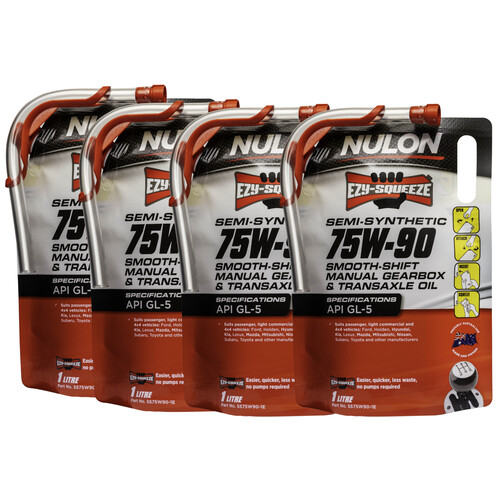 Nulon Ezy-squeeze Smooth Shift Semi-synthetic Manual Gearbox Oil Pack Of 4 X 1 Litre 75w90 SS75W90-1E-4PK