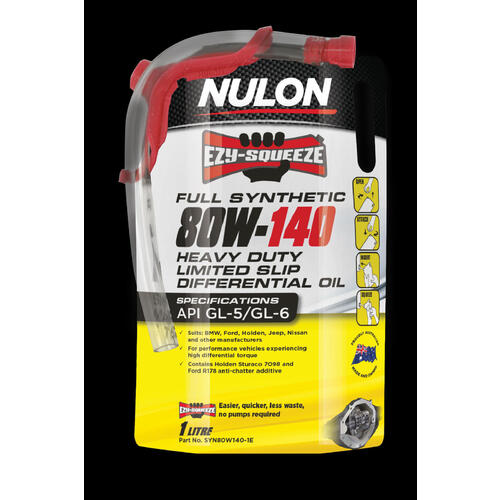 Nulon Full Synthetic 80W-140 Heavy Duty Limited Slip Differential Oil - 1L (SYN80W140-1E)