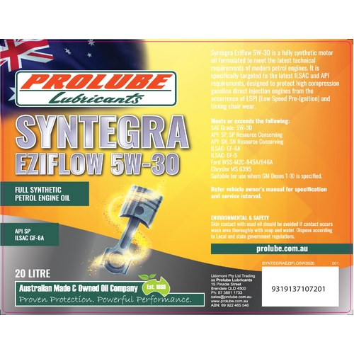 Prolube Syntegra EZI Flow GF-6 SP 5W-30 5L SYNTEGRAEZIFLO5W3005
