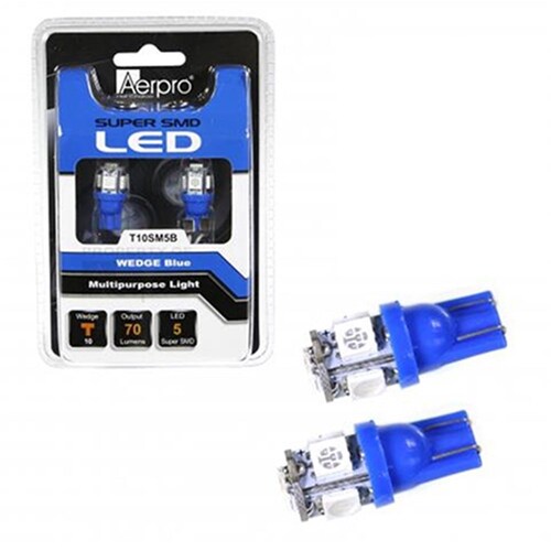 Aerpro Blue Smd LED Light Bulb T10 Wedge (2PC) T10SM5B