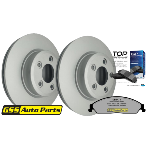 Front T/p Brake Disc Rotors & Brake Pads TD2107-DB1473TP 