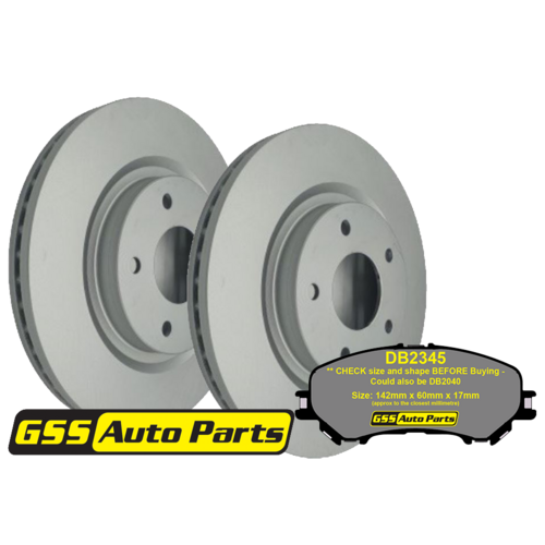 Front T/p Brake Disc Rotors & Budget Brake Pads TD2316 DB2345 
