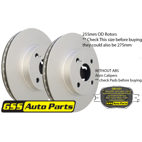 Front T/p Brake Disc Rotors & Budget Brake Pads TD712-DB1431 