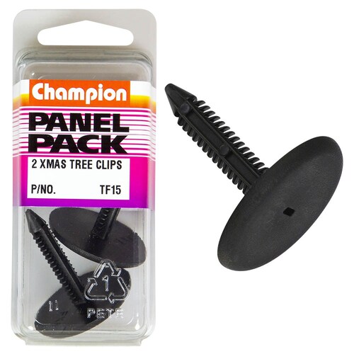 Champion Fasteners Christmas Tree Clips (34.2Mm Head, 39.5Mm Length, 7.5Mm Stem, Black) - Pack Of 2 TF15
