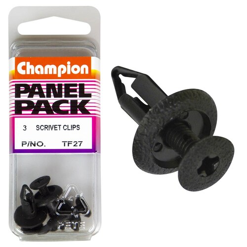 Champion Fasteners Pack Of 3 Scrivets (15Mm Head, 18Mm Length, To Suit 6Mm Hole) 3PK TF27