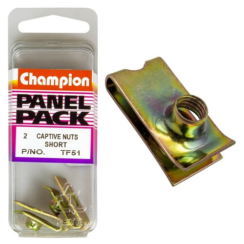 Champion Fasteners Short Captive Nuts (Suits M6X1.0Mm Thread) - Pack Of 2 2PK TF51