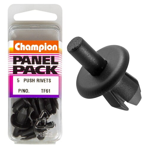 Champion Fasteners Push Rivets (16Mm Head, 14Mm Length, To Suit 9Mm Hole) - Pack Of 5 5PK TF61
