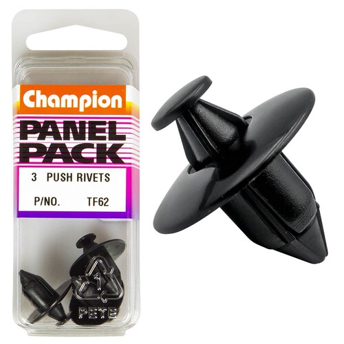 Champion Fasteners Push Rivets (20Mm Head, 14Mm Length, To Suit 8Mm Hole) - Pack Of 3 3PK TF62
