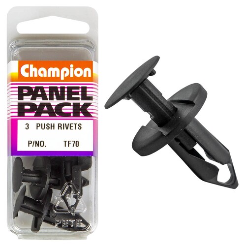 Champion Fasteners Pack Of 3 Push Rivets (20Mm Head, Length, To Suit 8Mm Hole) 3PK TF70