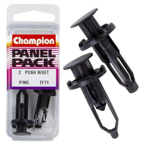 Champion Fasteners Push Rivets (18Mm Head, 28Mm Length, To Suit 9Mm Hole) - Pack Of 2  TF71