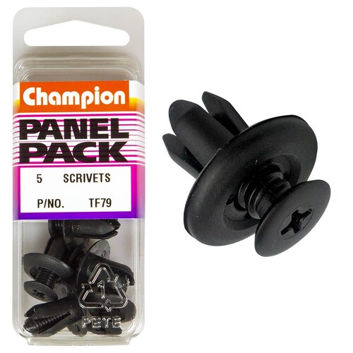 Champion Fasteners Pack Of 5 Scrivets (18Mm Head, 12Mm Length, To Suit 8Mm Hole) 5PK TF79