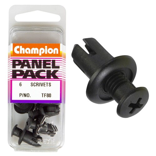 Champion Fasteners Push Rivets (15Mm Head, 20Mm Length, To Suit 8Mm Hole) - Pack Of 6  TF80