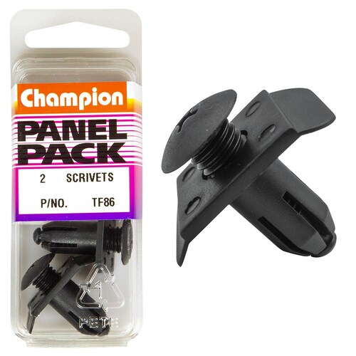 Champion Fasteners Pack Of 2 Scrivets (20X30Mm Head, 18Mm Length, To Suit 10Mm Hole) 2PK TF86