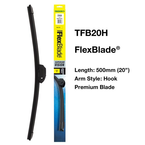 Tridon 20-Inch Flexblade Wiper Blade - Hook Style - 1 Piece 500mm (20") TFB20H