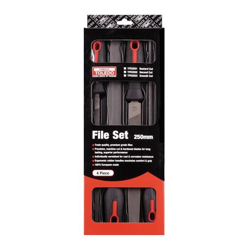 Toledo File Set 2nd Cut 250mm 4pc TFR2502 TFR2502