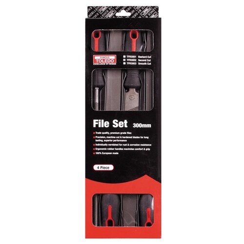 Toledo File Set 2nd Cut 300mm 4pc TFR3002 TFR3002