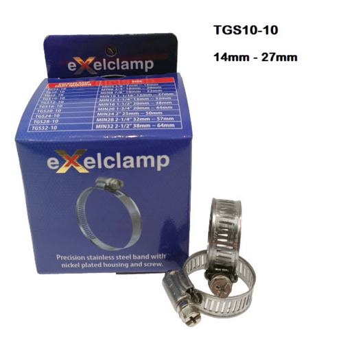 Exelclamp Hose Clamps 14Mm-27Mm (Box Of 10) TGS10-10