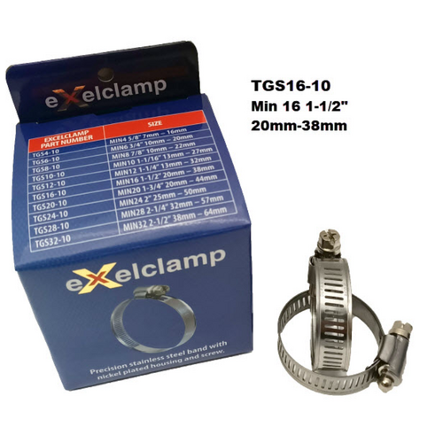 Exelclamp Hose Clamps 17Mm-38Mm (Box Of 10) TGS16-10