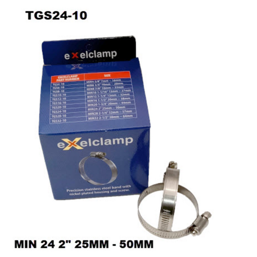 Exelclamp Hose Clamps 27Mm-51Mm (Box Of 10) TGS24-10