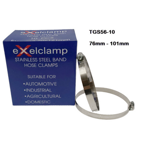 Exelclamp Hose Clamps 76Mm-101Mm (Box Of 10) TGS56-10