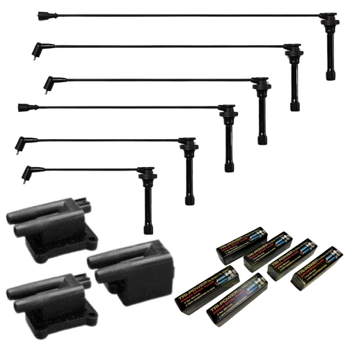 Tri-Power & Goss Ignition Leads, Spark Plugs, And Coil Set - Black TPL0010-TPX004C