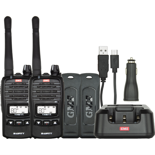 GME 2 Watt Uhf Cb Handheld Radio - Twin Pack TX677TP