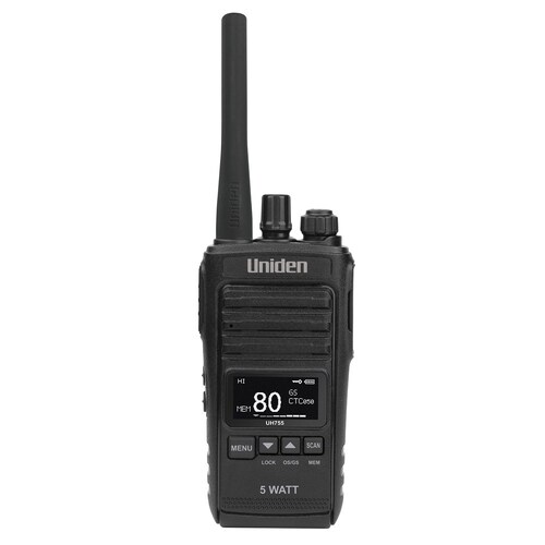 Uniden Uh755 5W Ip55 Handheld Uhf Radio With Oled Screen And 1500Mah Rechargeable Battery UH755