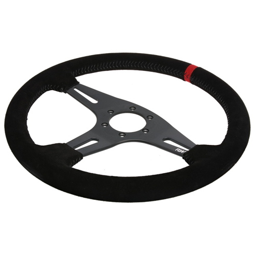 350MM SUEDE STEERING WHEEL FLAT WITH BLA
