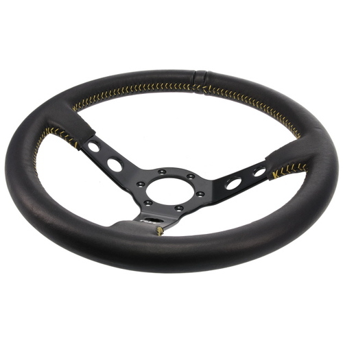350MM LEATHER STEERING WHEEL DISHED WITH