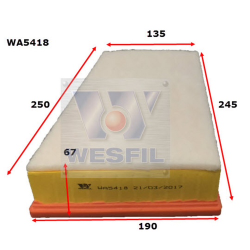 Wesfil Cooper Air Filter Wa5418 A1974