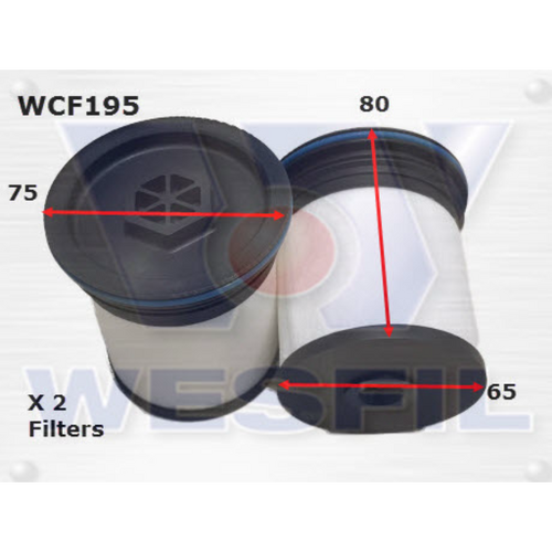 Wesfil Cooper Diesel Fuel Filters (2 Pack) Wcf195 R2745P