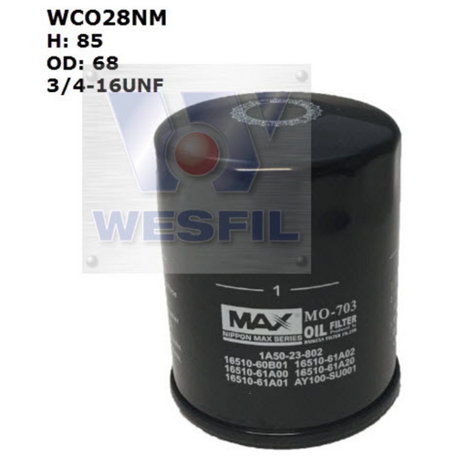 Nippon Max Engine Oil Filter WCO28NM Z734