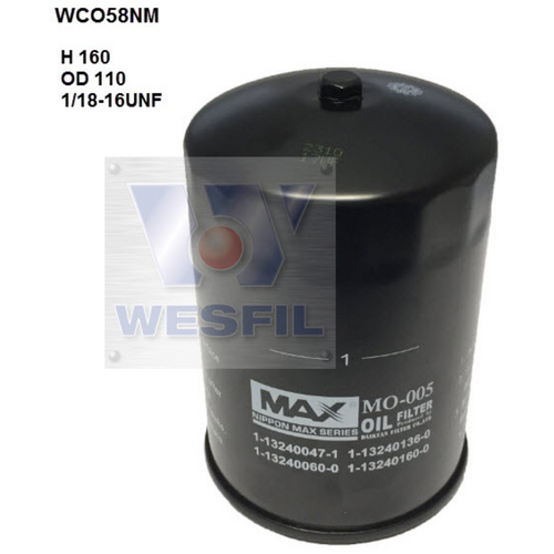 Nippon Max Oil Filter Wco58Nm Z618/Z776