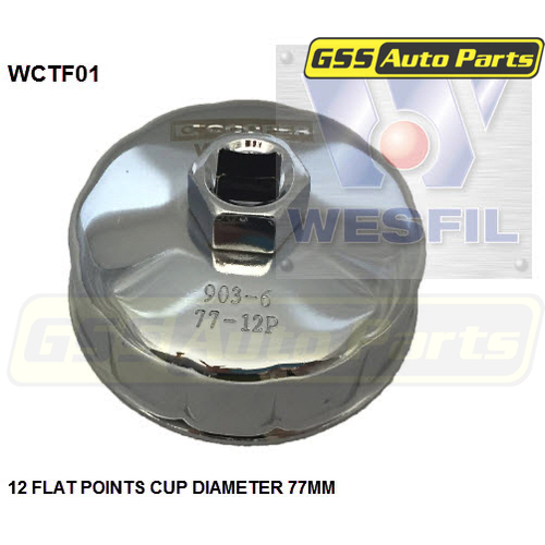 Wesfil Cup Style Oil Filter Remover - 77mm - 12f WCTF01