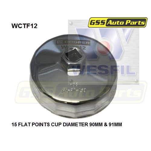 Wesfil Cooper Cup Style Oil Filter Remover - 90-91mm - 15f Wctf12