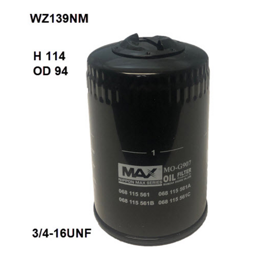 Nippon Max Oil Filter Wz139Nm Z139