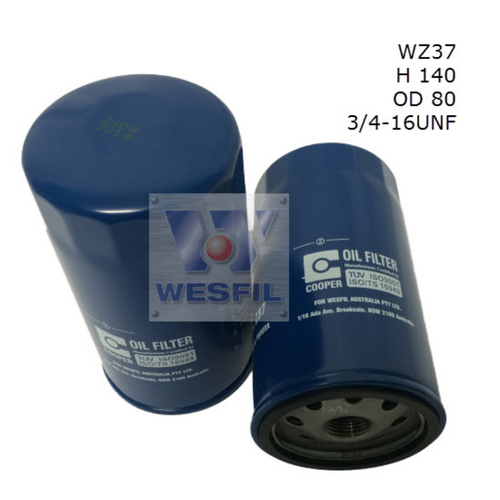 Wesfil Cooper Oil Filter Z37 WZ37