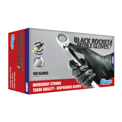 TGC Black Rocket Nitrile Disposable Glove 100Pk Size M 130002