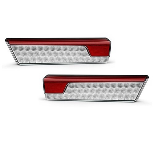 LED Auto Lamps Set - Rear Combination Lamps, Chrome Design with Diffused Tail, Sequential Indicator, Stop, Reverse and Inbuilt Reflector (355ARWM-2)