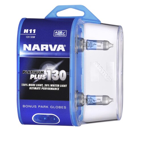 Narva H11 12V 55W Platinum Plus 130 Halogen Headlight Globes Twin Pack Pair 48548BL2