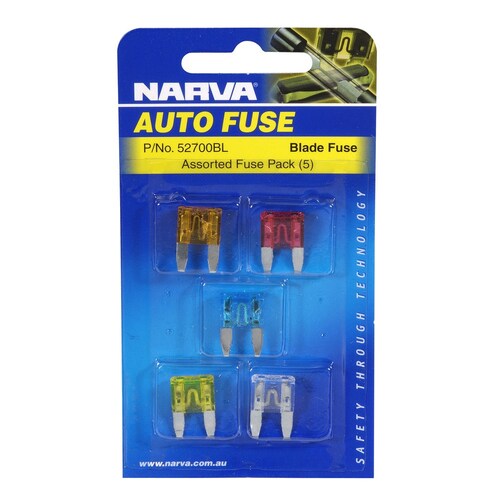 Narva Mini Blade Fuse Assortment Pack (5 Pc) 52700BL