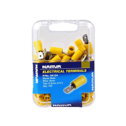 Narva 6.3 x 0.8mm Male Blade Terminal Yellow Pack of 100 - 56124