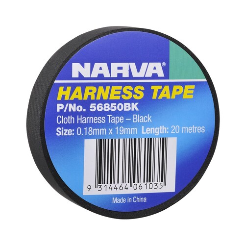 Narva 19mm Pet Cloth Harness Tape Black - 1 Roll (56850BK)
