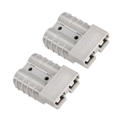 Narva Heavy-Duty 50 Amp Connector Housing Grey with Copper Terminals Twin Pack Anderson Style - 57200BL2