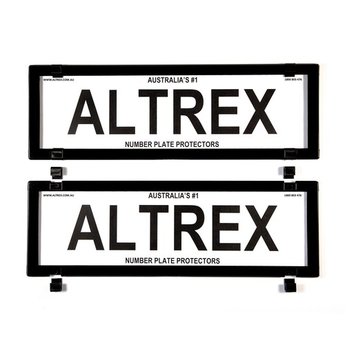 Altrex Number Plate Protector Covers - Dual Slimline Black Witho Lines 5VSNL *check plate size*