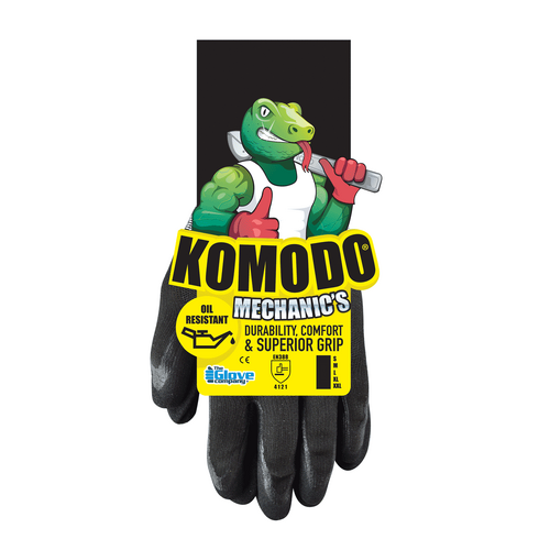 TGC Komodo Mechanics Oil Resistant Re-useable Gloves 1 Pair Black X Large  630204