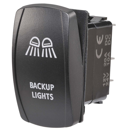 Narva 12/24V Off/On LED Illuminated Sealed Rocker Switch "Backup Lights" Symbol Blue 63230BL