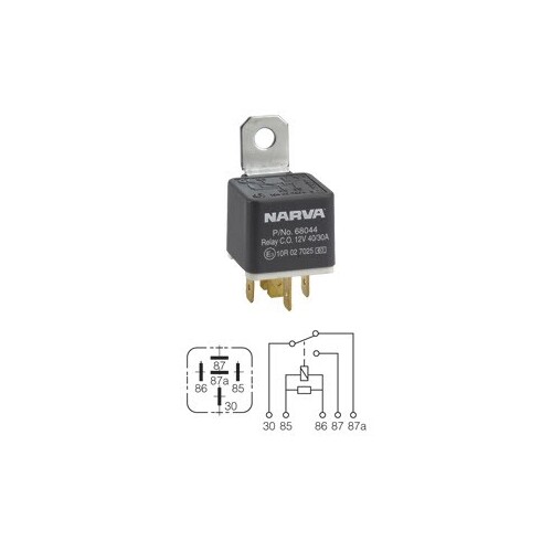 Narva 12v 40/30a Change-over 5 Pin Relay With Diode 68048BL