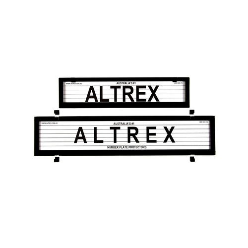 Altrex Number Plate Protector Covers - European Premium Combination Slim And Full Size Black With Lines 6LEP *check plate size*