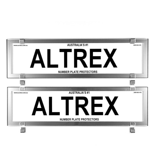 Altrex Number Plate Protector Covers - Premium Dual Back Chrome Style Without Lines *check plate size* 6PCCDB